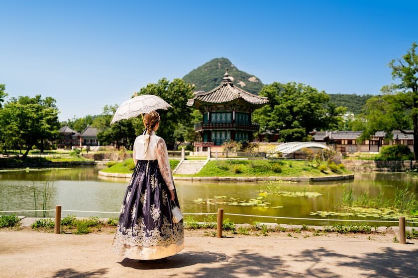 韓国旅行を楽しむ様子