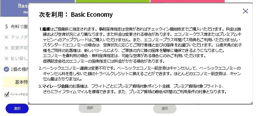 ベーシックエコノミー注意喚起