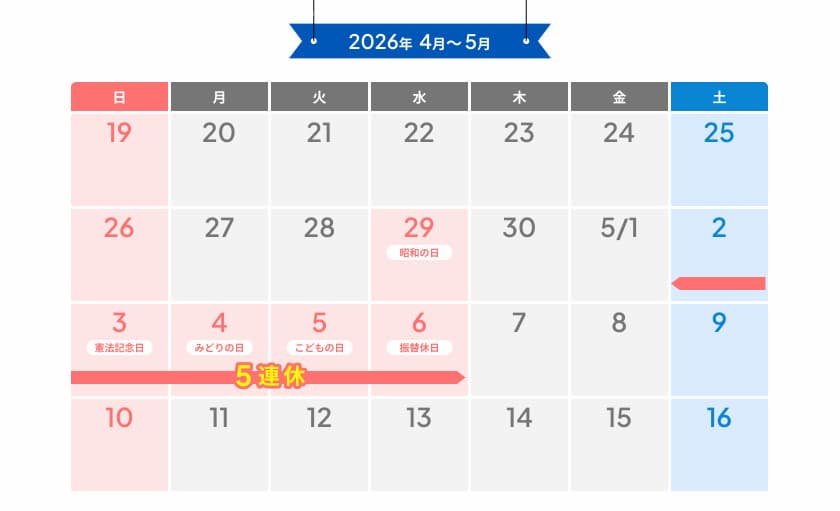 2026年GWカレンダー