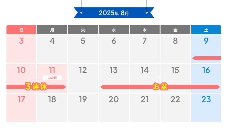 2025年お盆カレンダー