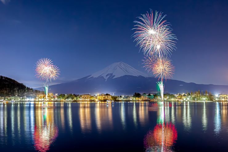 河口湖冬花火