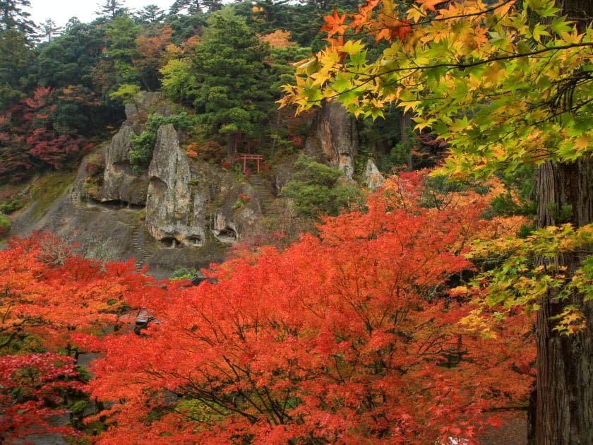 紅葉と奇岩遊仙境